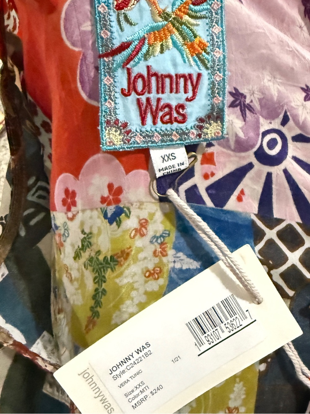 Johnny Was Vera Patchwork Art Tunic NWT Oversized XXS Boho - Picture 8 of 10